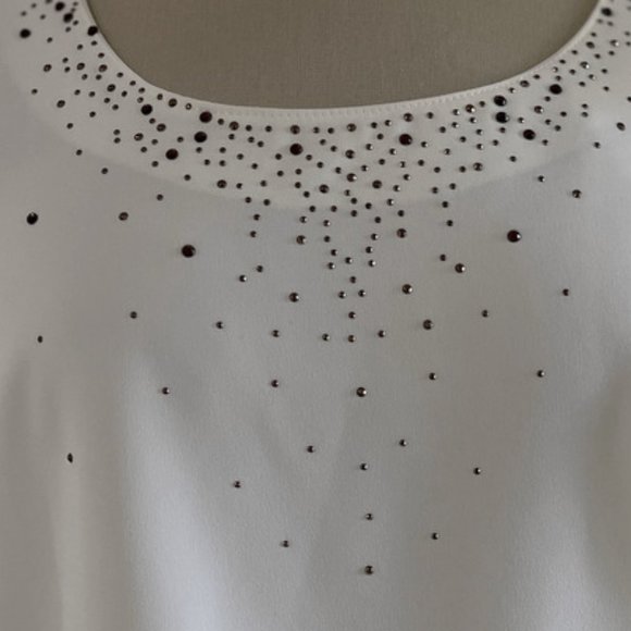 Sea Suns Collared Button Up Jacket Top Tank Set White Beaded vgt 2 pc SMALL - Picture 7 of 14